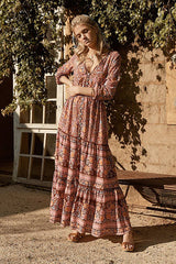 Love Blossoms Boho-Print Maxikleid mit hohem Schlitz – 3 Farben