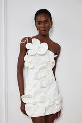 Yamileth – Blumen-Minikleid mit Schnürung und einer Schulter