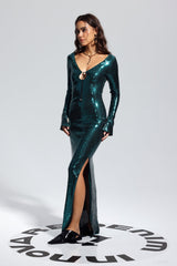 Aoibhe Pailletten-Maxikleid in Grün