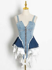 PATCHWORK-DENIM-KLEID