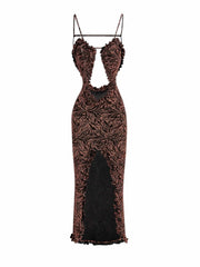 Maxikleid mit tiefem V-Ausschnitt und Schlitz