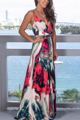 V-Ausschnitt Damen Trendy Bohemian Maxikleid