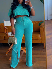 Set aus Crop-Top mit Print und Hose zum Schnüren