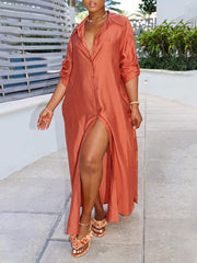 Einfarbiges Hemdblusenkleid