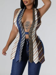 Bedrucktes Neckholder-Top mit Bindeband