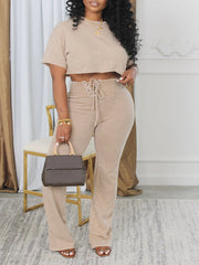 Set aus Crop-Top mit Print und Hose zum Schnüren