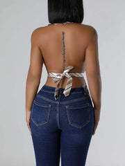 Bedrucktes Neckholder-Top mit Bindeband