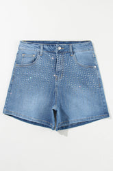 DIAMOND HIGH WAIST DENIM-SHORTS