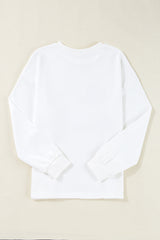 Weißes Chenille-Langarmshirt mit Holly Jolly-Grafik