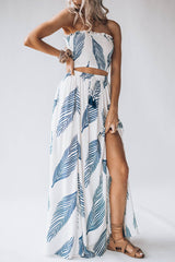 Schulterfreier, trendiger, gestreifter, lockerer Einteiler