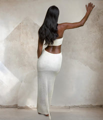 Gestricktes Maxikleid mit Hohlsaum