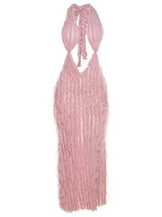 Neckholder-Maxikleid mit V-Ausschnitt