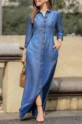 Hemdkleid mit Revers und Knopfleiste