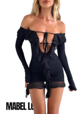 Minikleid mit Bindeband vorne