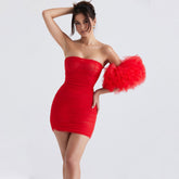 Anmutiger Micro-Minirock aus gerüschtem Netzstoff