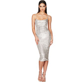 Glitzerndes, figurbetontes, modernes Cocktail-Midikleid mit Pailletten - Schwarz