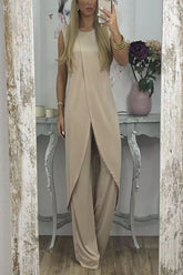 Set „Gabriela“ aus Midi-Oberteil mit Schlitz vorn und Schlaghose mit Stretch und hoher Taille