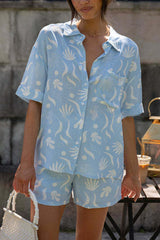 Freedom and Comfort Set aus Bluse mit Knopfleiste und Shorts mit Taschen und elastischer Taille