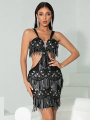 V-Ausschnitt Rückenfreies Spaghetti Cut Out Cocktailkleid JMH3012