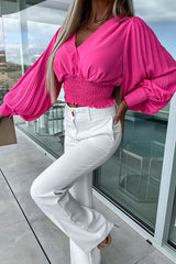 Tea Party Vibes – Gesmoktes Oberteil mit plissierten Ärmeln