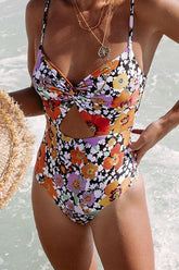 Romantischer Badeanzug mit Blumenmuster und Knoten