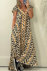 Out At Sea – A-Linien-Maxikleid mit Tribal-Print und Tasche