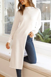 Mylah Rollkragenkleid mit langen Ärmeln und hohem Schlitz