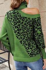 Best Mentor Langarmpullover mit Leopardenmuster und One-Shoulder-Träger