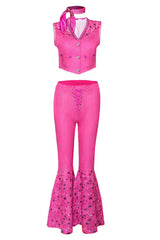 Set aus Weste mit Stickerei und Schlaghose mit Sternenmuster