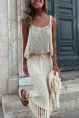 Roman Holiday – Trägerrock-Anzüge mit Häkelfransen