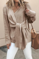 Lässiges, einfarbiges Patchwork-Oberteil mit V-Ausschnitt (4 Farben)