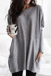 Lässiges, einfarbiges Patchwork-Oberteil mit V-Ausschnitt und Tasche (15 Farben)