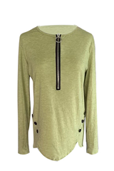 Lässige Oberteile mit einfarbiger Schnalle und asymmetrischem Reißverschlusskragen (5 Farben)