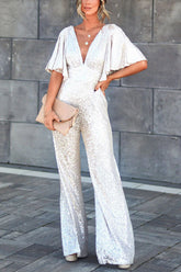 Light of Darkness – Jumpsuit mit Pailletten und Flatterärmeln