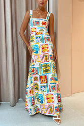 Salty Summer Days – Lustiges Maxikleid mit Wellenbesatz und eckigem Kragen