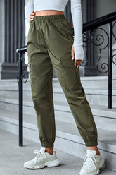 Casual Multi Pocket High Waisted Long Pants