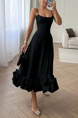 Midnight Girl – Bustier-Midikleid mit Volant und Party-Print