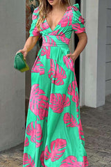 Milly Jumpsuit mit weitem Bein und Puffärmeln und Taschen