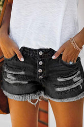 Trendy zerrissene Jeansshorts mit Fransen
