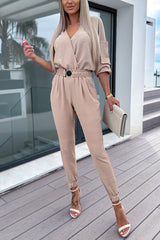 Worauf warten Sie noch? Jumpsuit mit elastischem Gürtel und Taschen