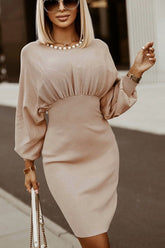 Mariah – Geripptes Midikleid aus Strick mit Dolman-Ärmeln