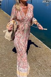 Maxikleid mit Blumenmuster und langen Ärmeln