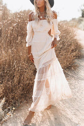 Enchant Dreams – Schulterfreies Maxikleid mit Stufenausschnitt