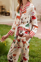 Zweiteiliges Set mit Weihnachtshund-Print und langen Ärmeln