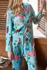 Zweiteiliges Set mit langen Ärmeln und Flamingo-Print