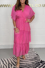 Queen Retro Maxikleid aus Seide mit Rüschen und Gürtel