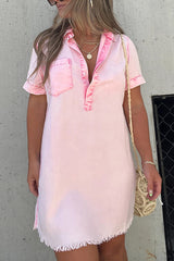 Einfarbiges Kurzarmhemd mit Knopftasche