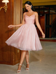 Ärmelloses Homecoming-Kleid mit V-Ausschnitt und Pailletten in Rosa RH30013