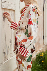 Zweiteiliges Set mit Weihnachtshund-Print und langen Ärmeln