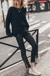 The Stevie Faux Leather Pocket Ankle Zipper Closure Pants